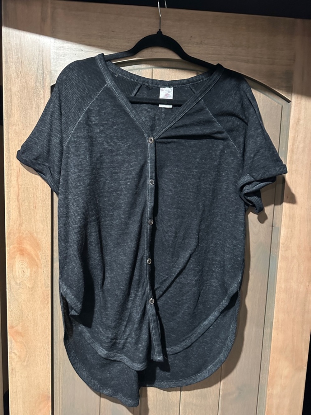 No Boundaries Charcoal Waffle Weave Top